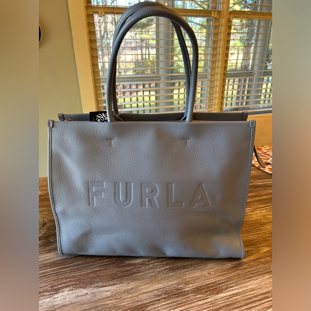 NWT Furla Large Blue Leather Tote Bag